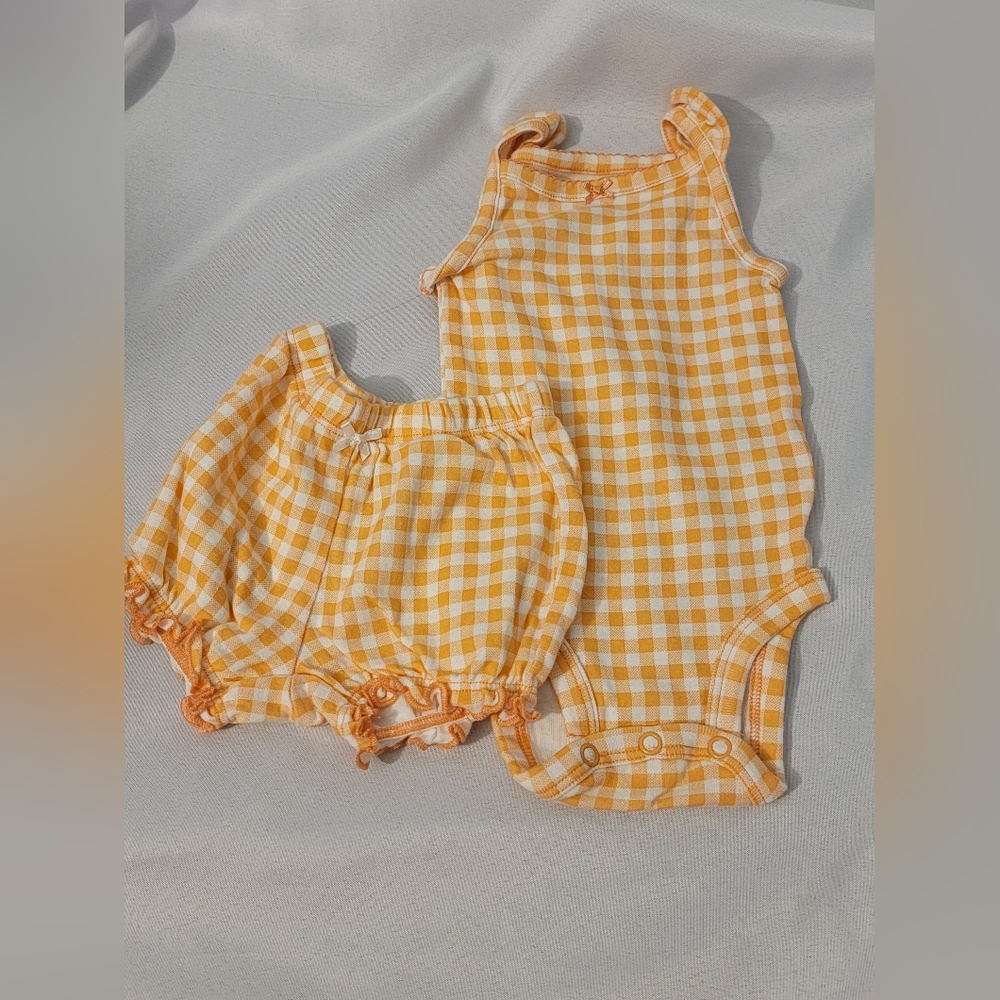NWOT Carter's Orange Checkered Baby Sunsuit Size 3 Month